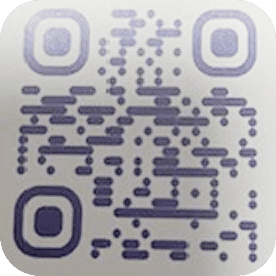 Purple QR code on white background.